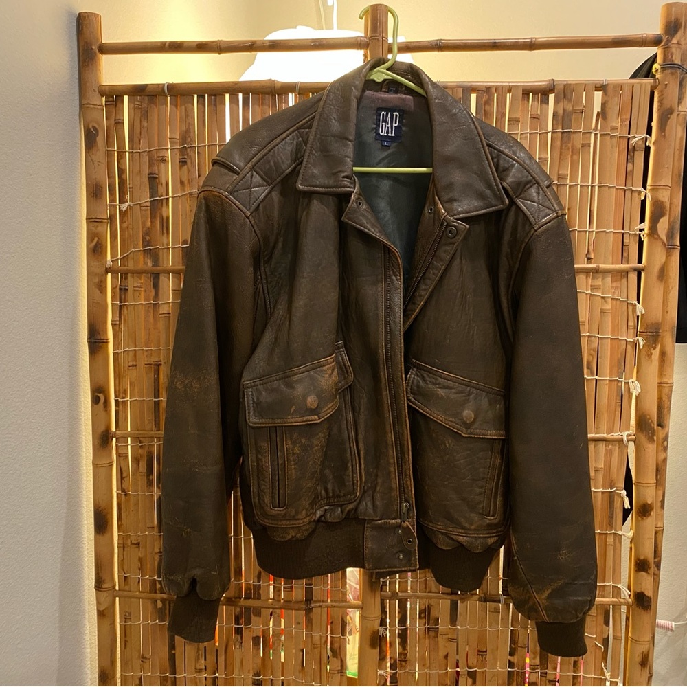 Vintage GAP Leather Bomber Jacket